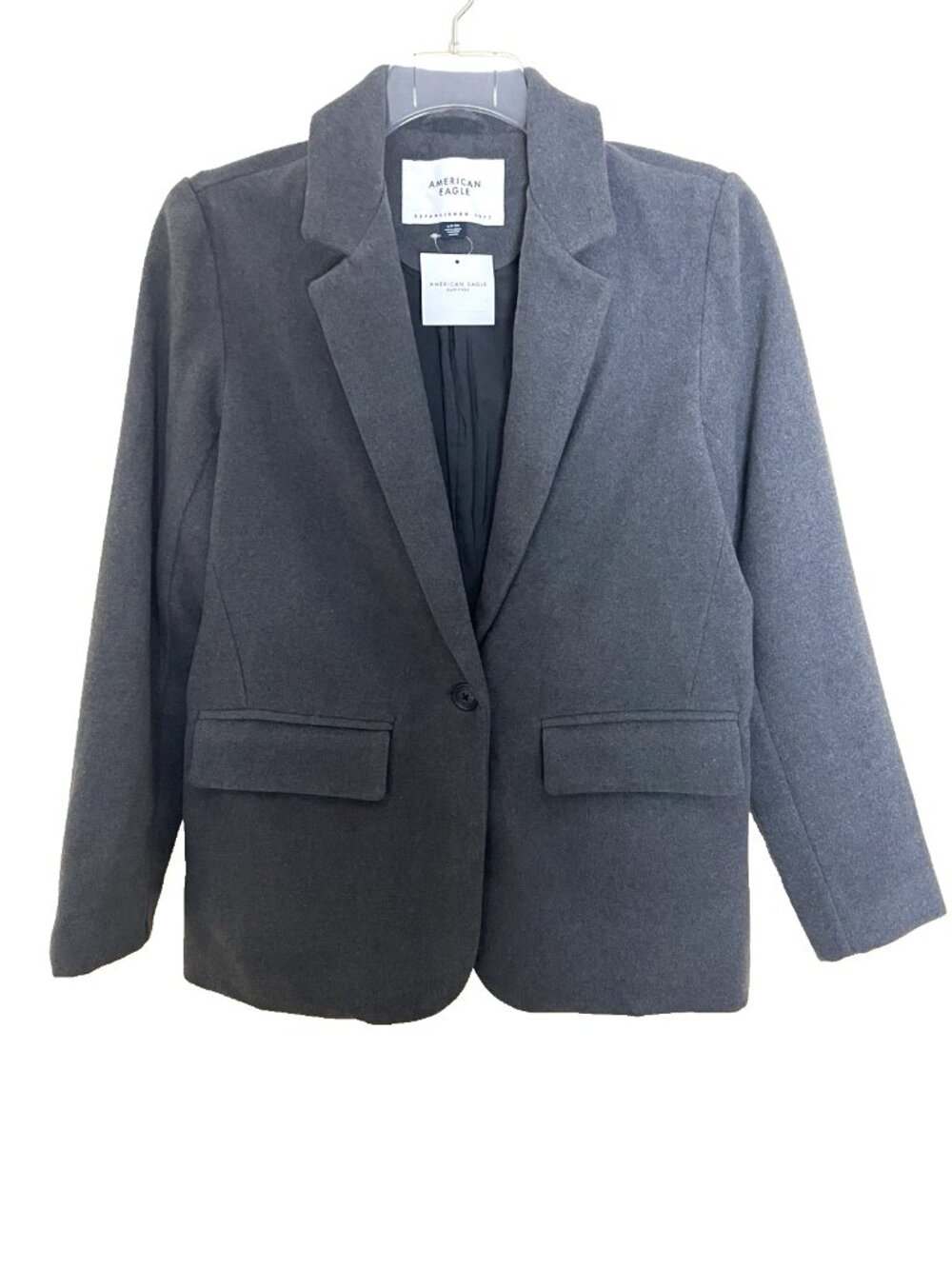 American Eagle Gray Boyfriend Blazer Jacket Women's Size Small NWT Dark Academia